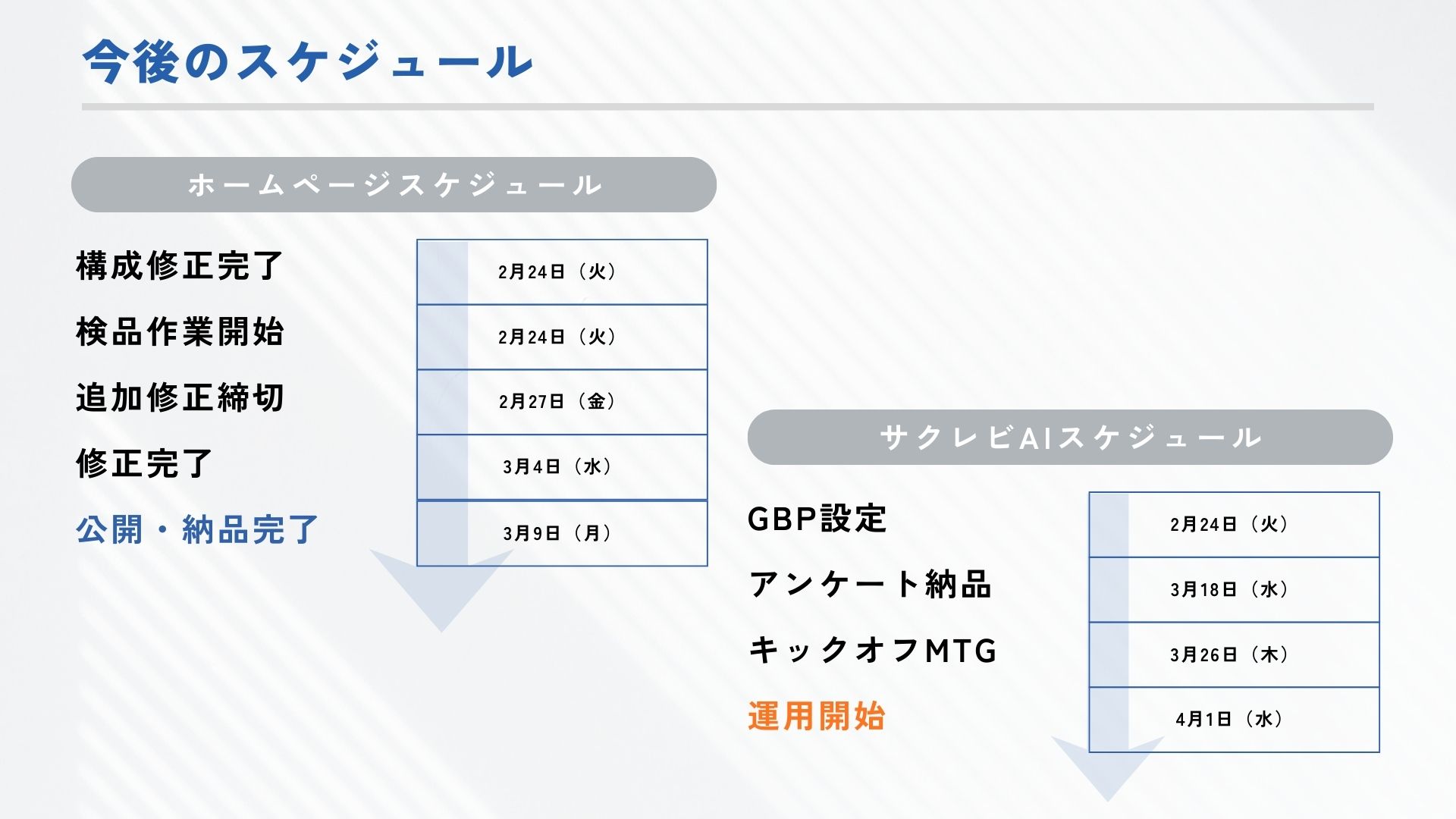 今後のスケジュール